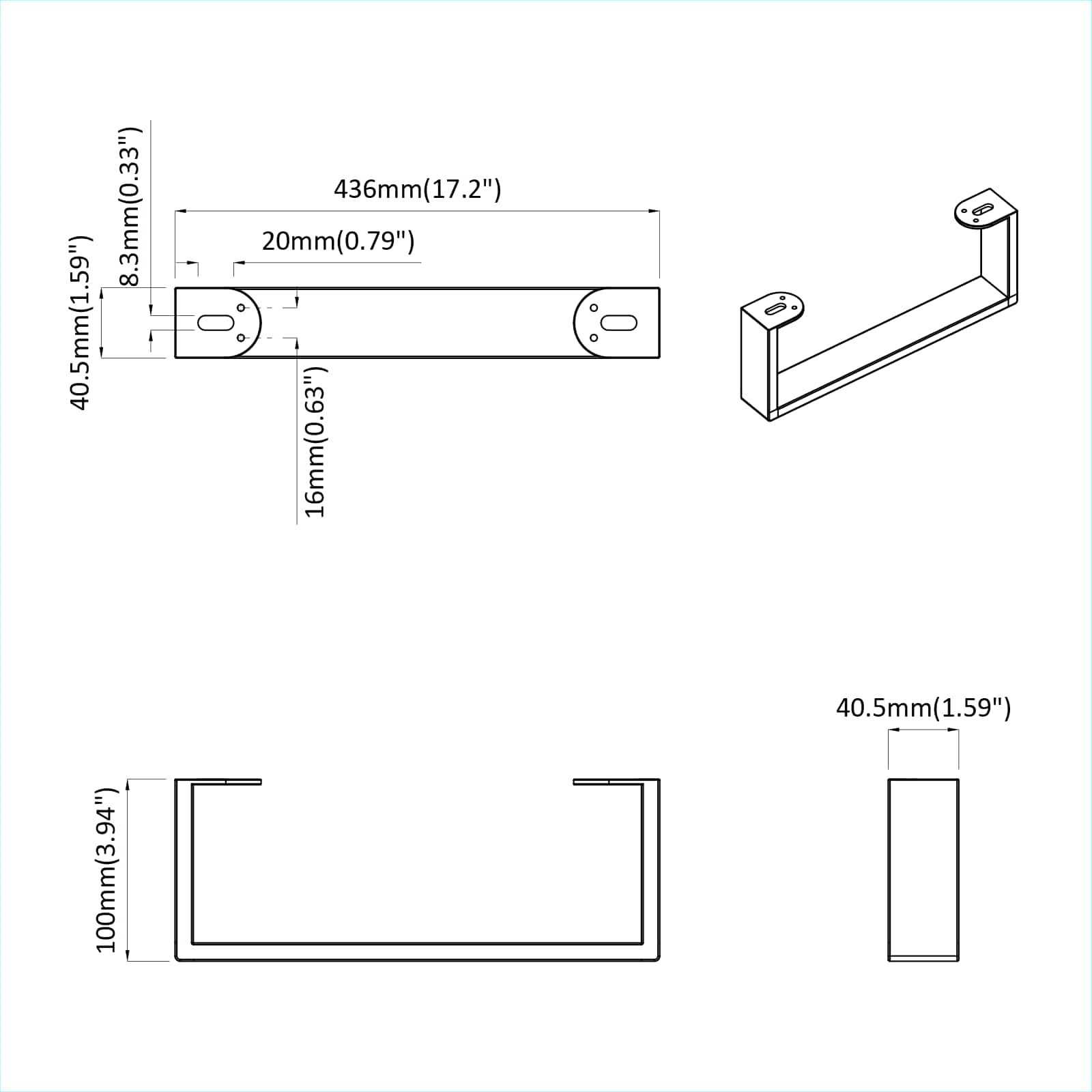 Piedini per mobili 12 pcs Nero 436 x 40,5 x 100 mm Ferro | homemem39