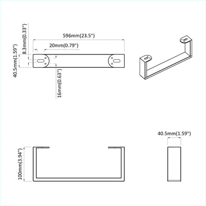 Piedini per mobili 12 pcs Nero 596 x 40,5 x 100 mm Ferro | homemem39