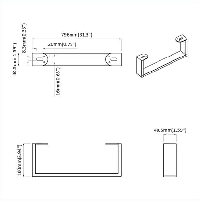 Piedini per mobili 12 pcs Nero 796 x 40,5 x 100 mm Ferro | homemem39