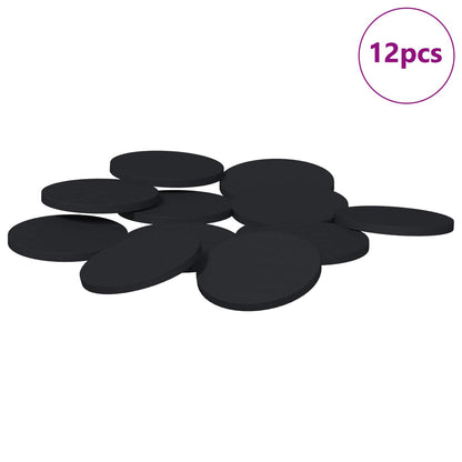 Pannelli per Piedi di Mobili 12 pcs Nero Ø 30 x 2 mm EVA