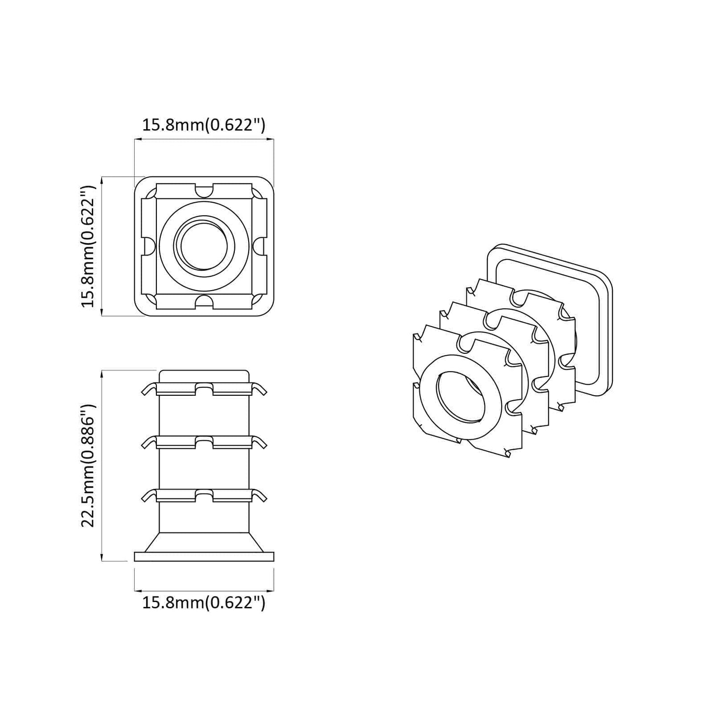 Inserto per tubo filettato 2 pcs Nero e Argento Acciaio zincato | homemem39