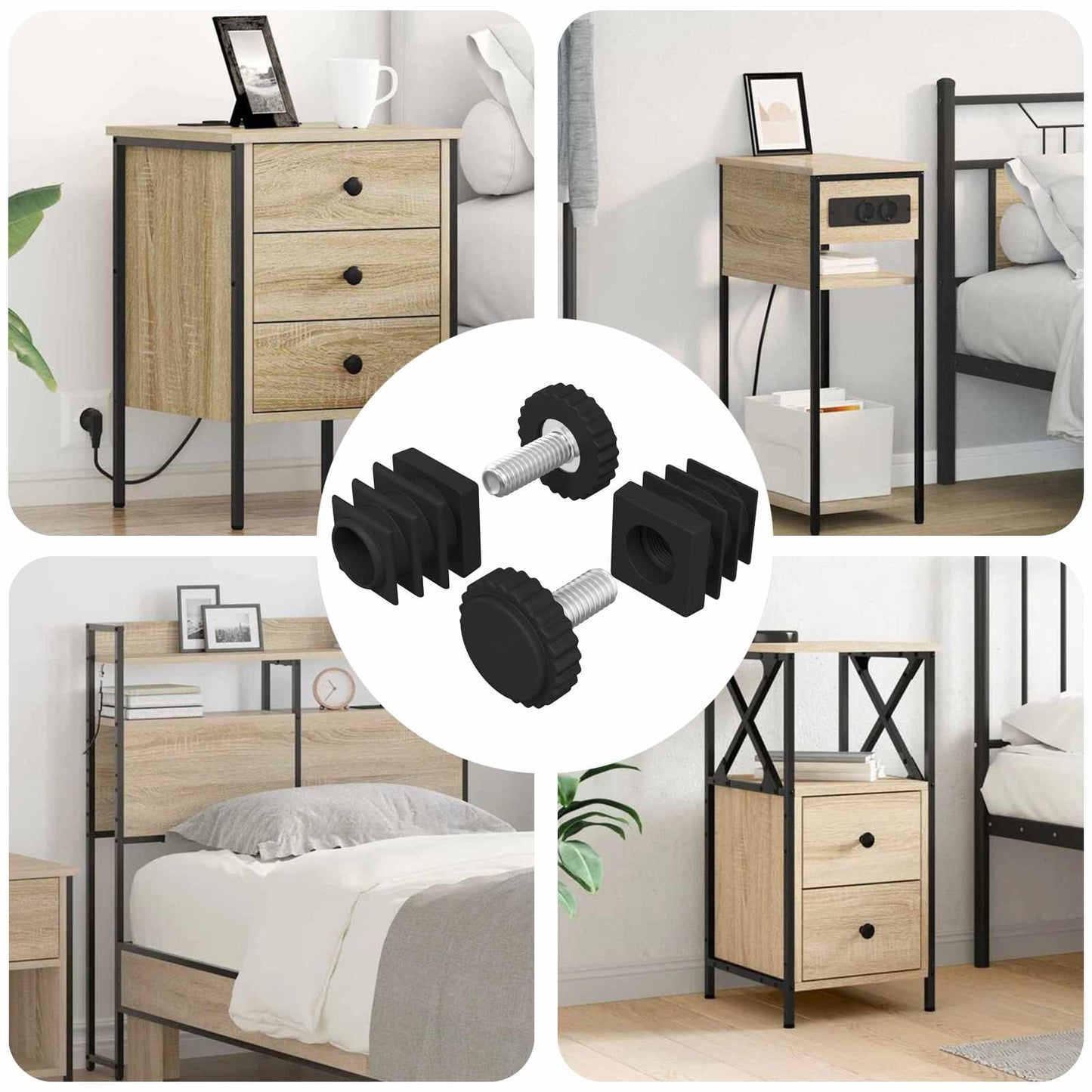 Livellatori per Mobili Regolabile 2 pcs Nero M6 PP | homemem39