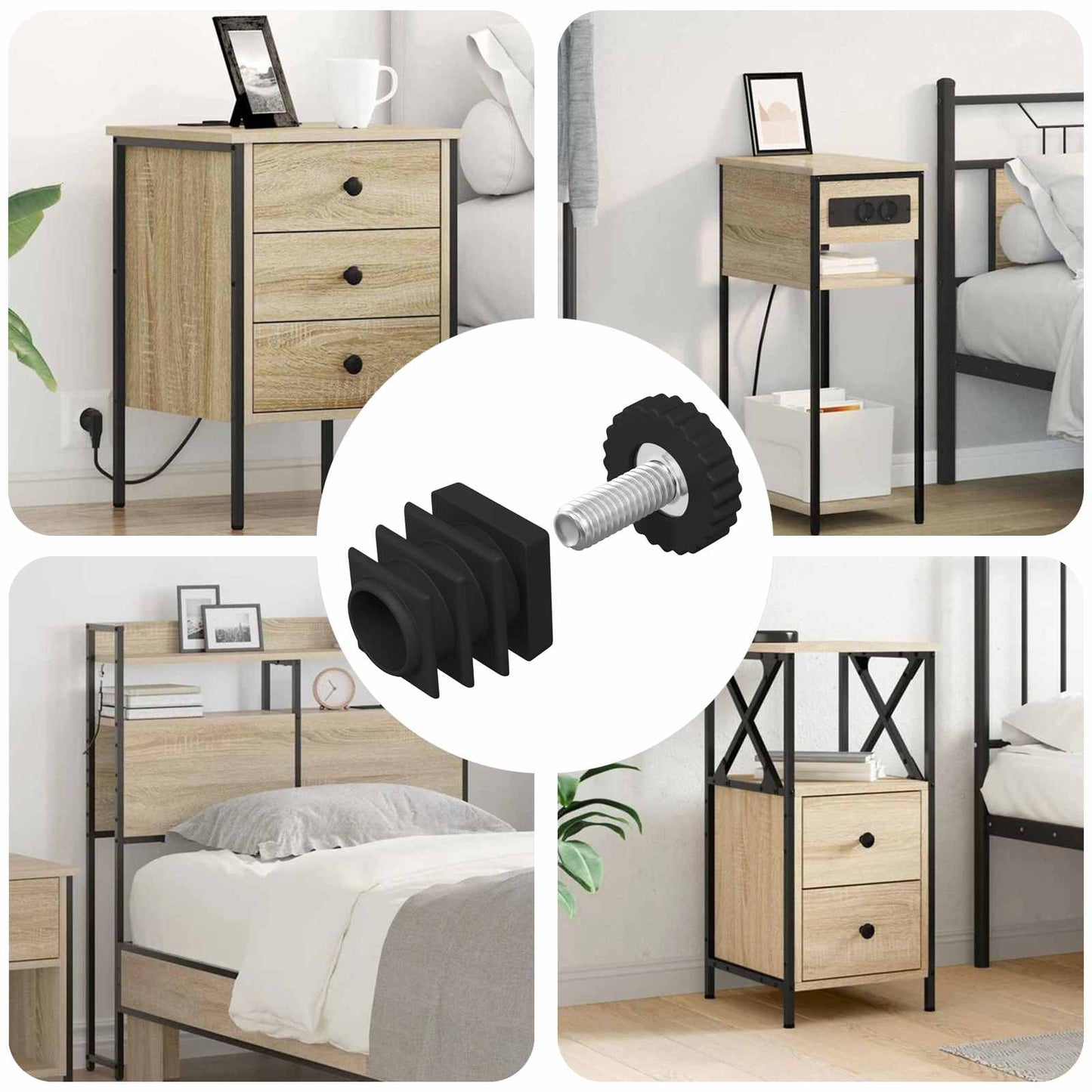 Livellatori per Mobili Regolabile 1895 pcs Nero PP | homemem39