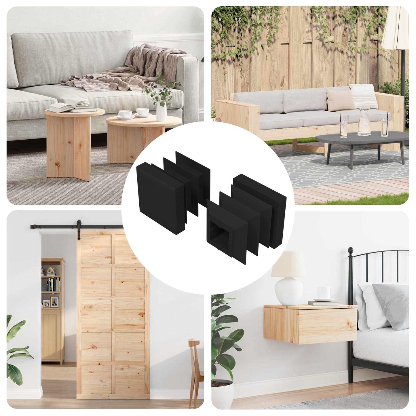 Tappi terminali 2 pcs Nero 15 x 15 x 15 mm PP