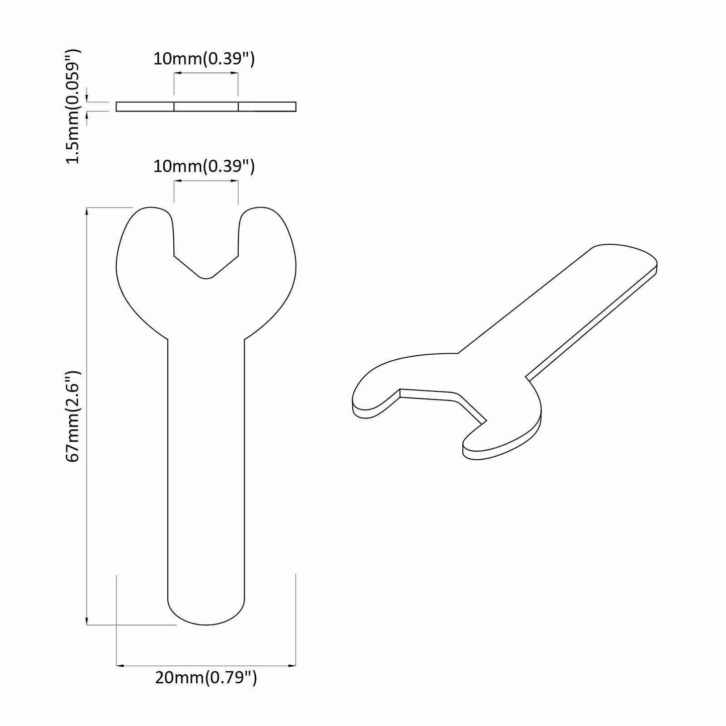 Chiave inglese 2 pcs Argento 10 mm Ferro | homemem39