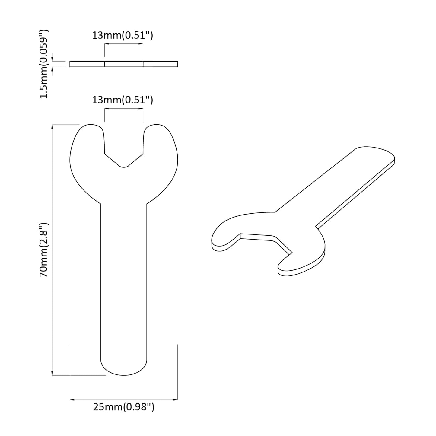 Chiave inglese 2 pcs Argento 13 mm Ferro | homemem39