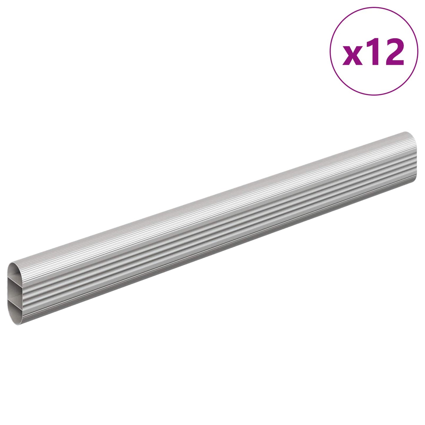 Asta per armadio 12 pcs Argento 264 x 15 x 29 mm