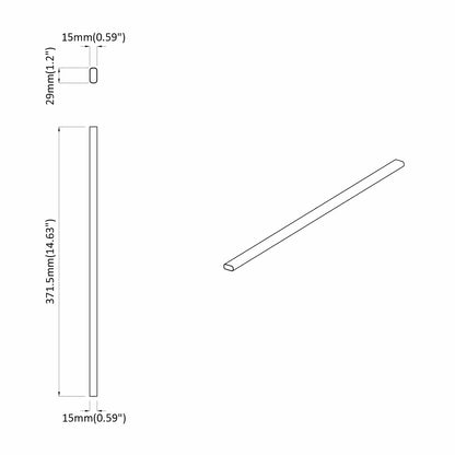 Asta per armadio 2 pcs Argento 371,5 x 15 x 29 mm | homemem39