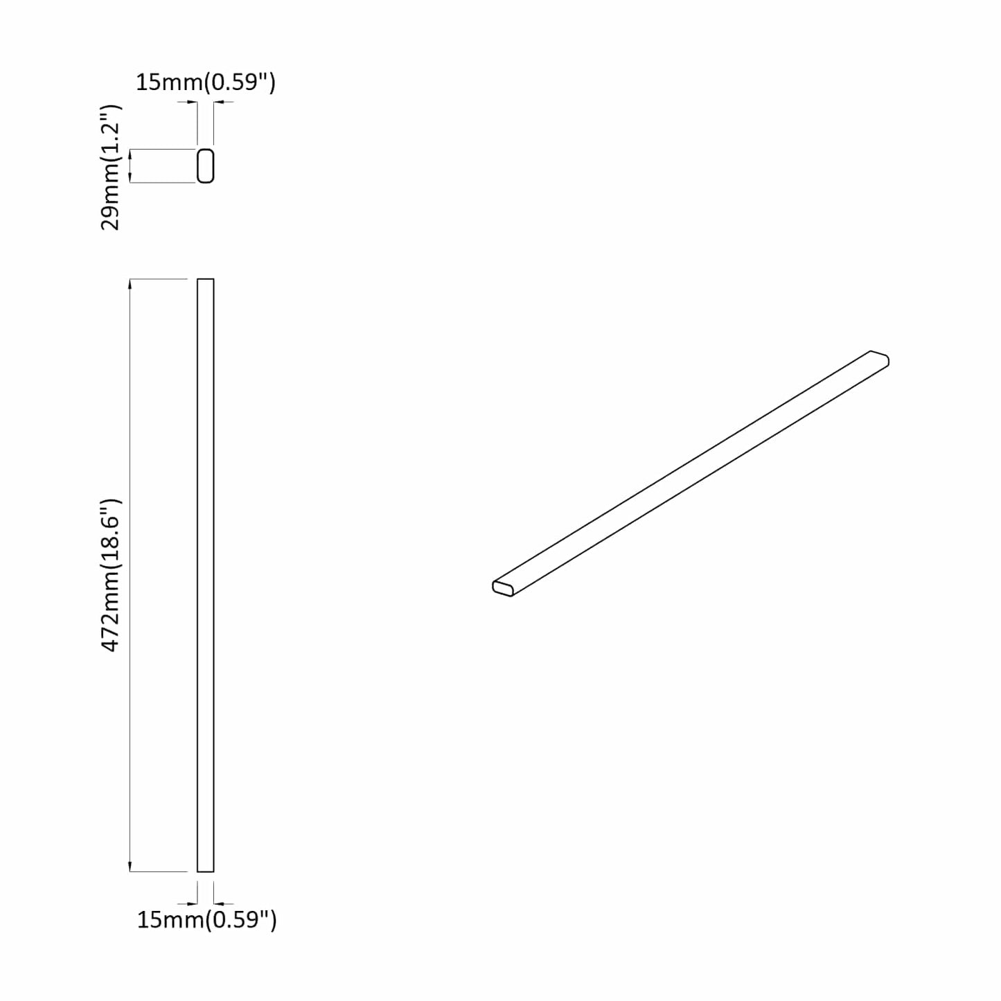 Asta per armadio 12 pcs Argento 472 x 15 x 29 mm | homemem39