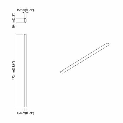 Asta per armadio 12 pcs Argento 472 x 15 x 29 mm | homemem39