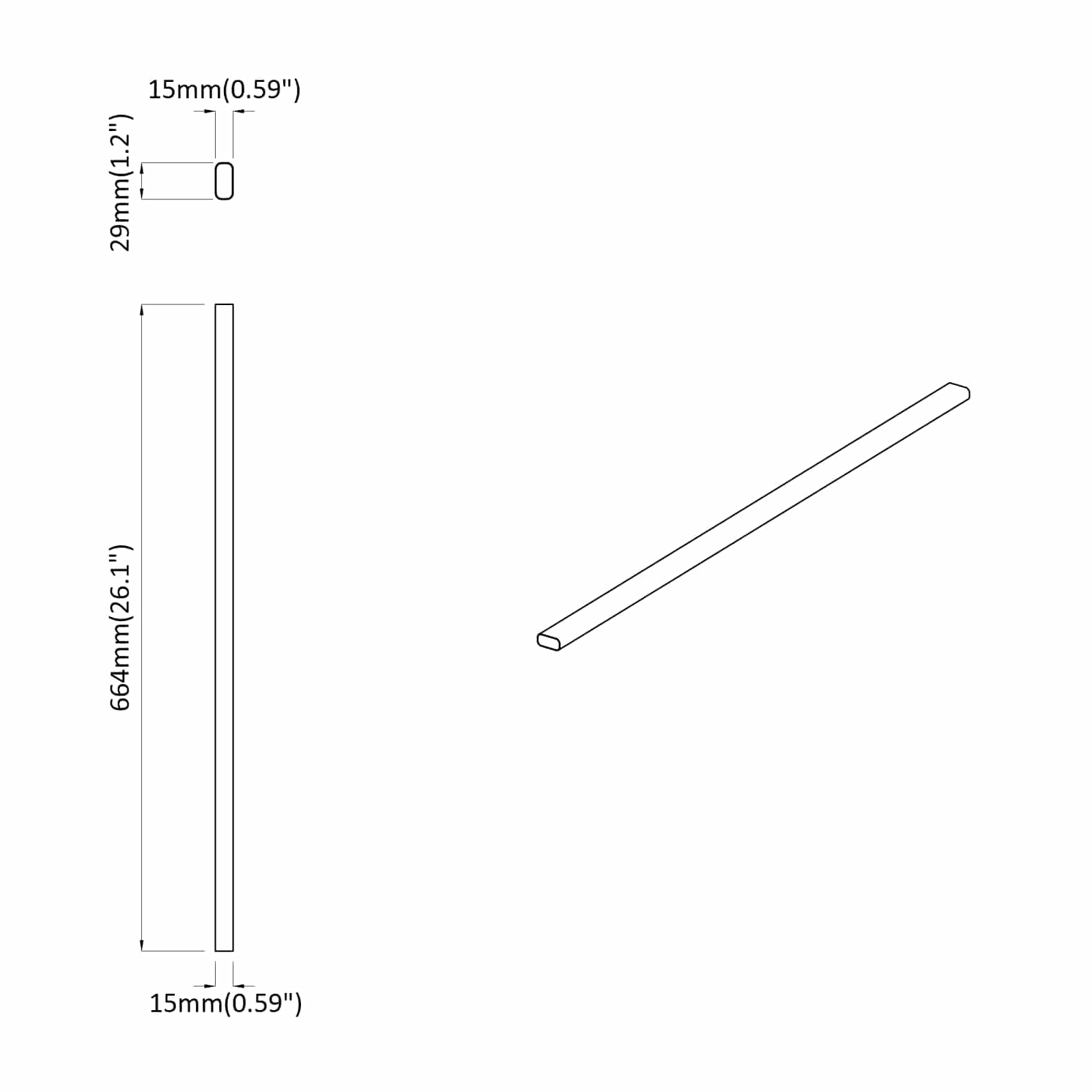 Asta per armadio 12 pcs Argento 664 x 15 x 29 mm | homemem39