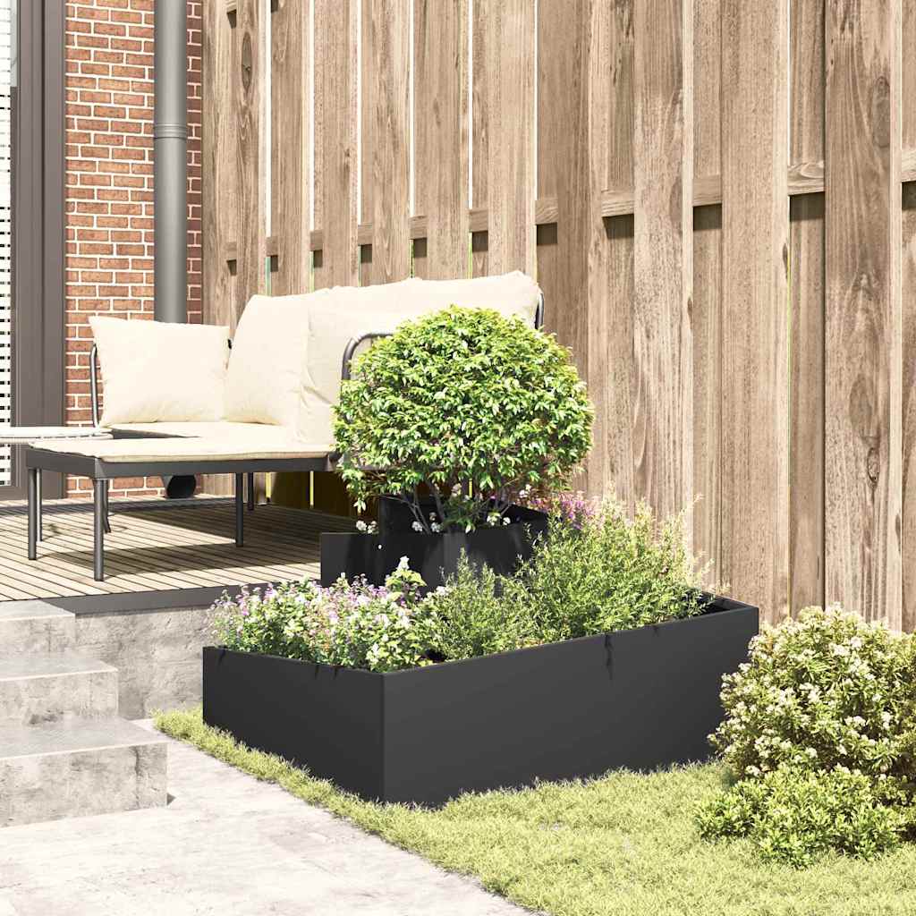 Vaso da giardino Nero 80 x 80 x 50 cm Acciaio laminato a freddo