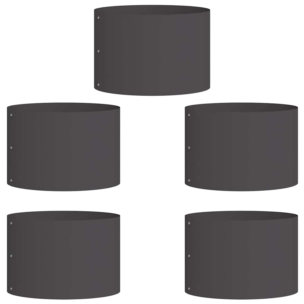 Vasi da giardino 5 pcs Nero 30 x 30 x 20 cm Acciaio