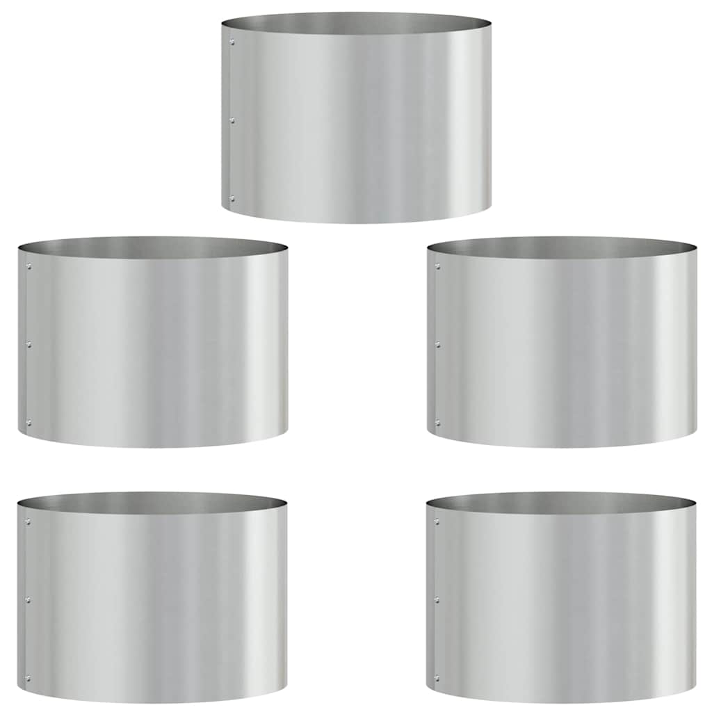 Vaso da giardino 5 pcs Argento 30 x 30 x 20 cm Acciaio zincato