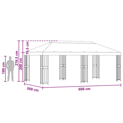 Gazebo con pareti laterali 6 x 3 m Beige Poliestere e Acciaio | homemem39