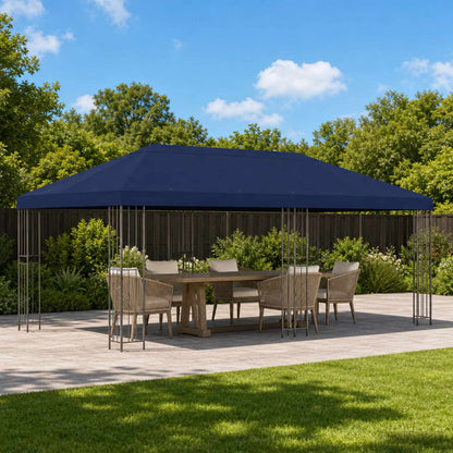Gazebo con pareti laterali 6 x 3 m Blu Poliestere e Acciaio 190