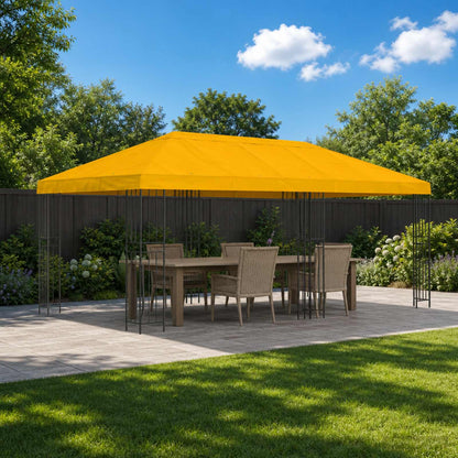 Gazebo con pareti laterali 6 x 3 m Giallo Poliestere e Acciaio