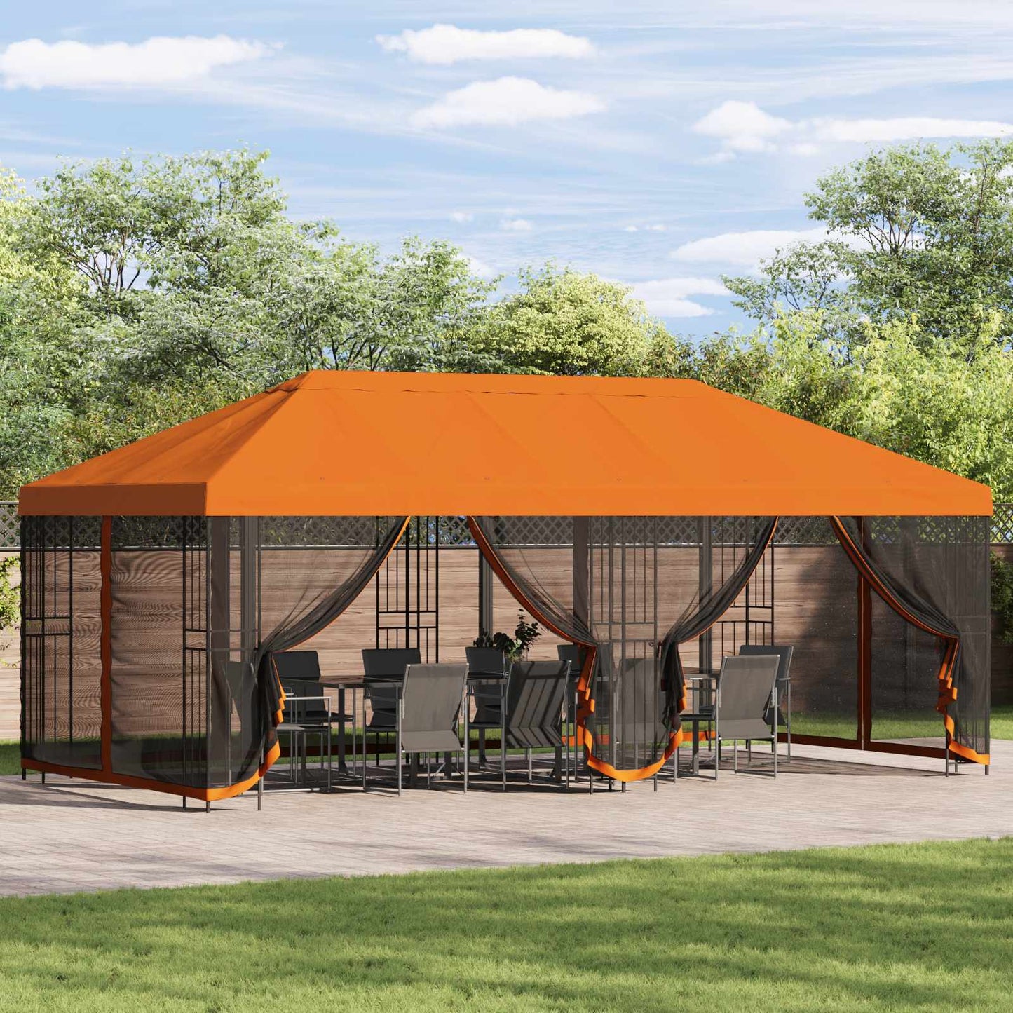 Gazebo con pareti laterali 6 x 3 m Arancione