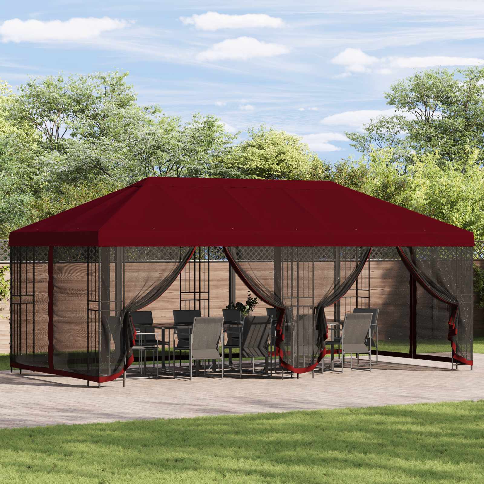 Gazebo con pareti laterali 6 x 3 m Borgogna | homemem39