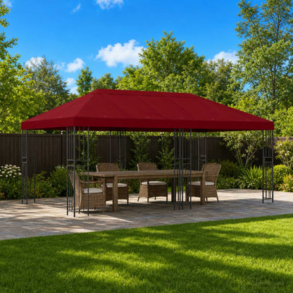 Gazebo con pareti laterali 6 x 3 m Borgogna