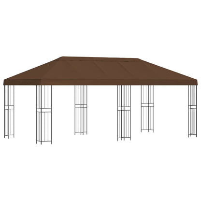 Gazebo con pareti laterali 6 x 3 m Marrone Poliestere e Acciaio