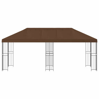 Gazebo con pareti laterali 6 x 3 m Marrone Poliestere e Acciaio