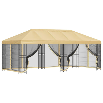 Gazebo con pareti laterali 6 x 3 m Crema Poliestere e Acciaio | homemem39