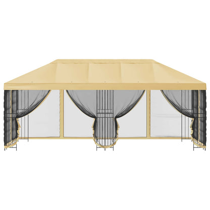 Gazebo con pareti laterali 6 x 3 m Crema Poliestere e Acciaio | homemem39