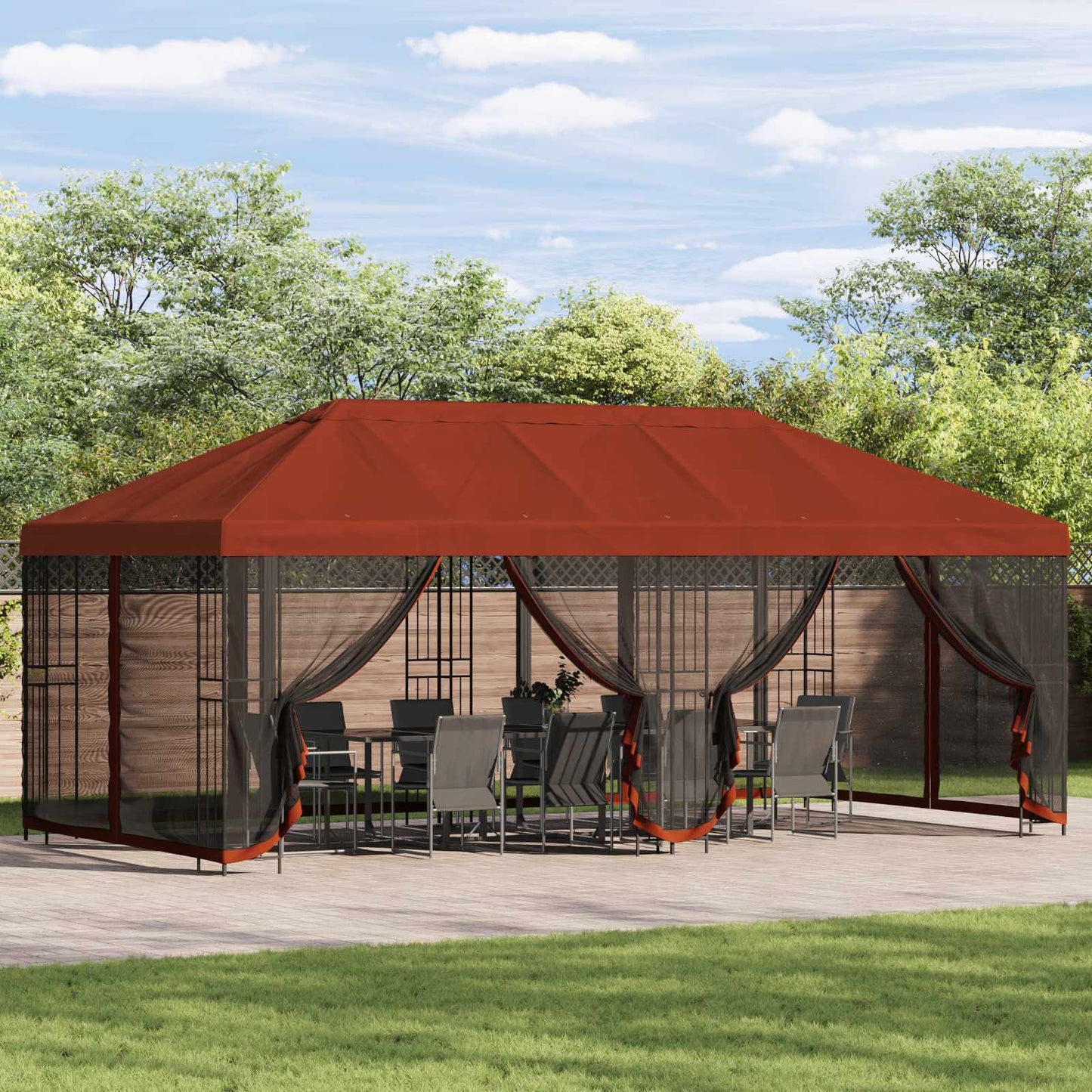 Gazebo con pareti laterali 6 x 3 m Terracotta | homemem39