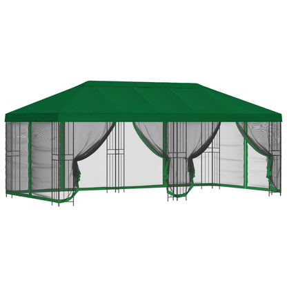 Gazebo con pareti laterali 6 x 3 m Verde Poliestere e Acciaio | homemem39