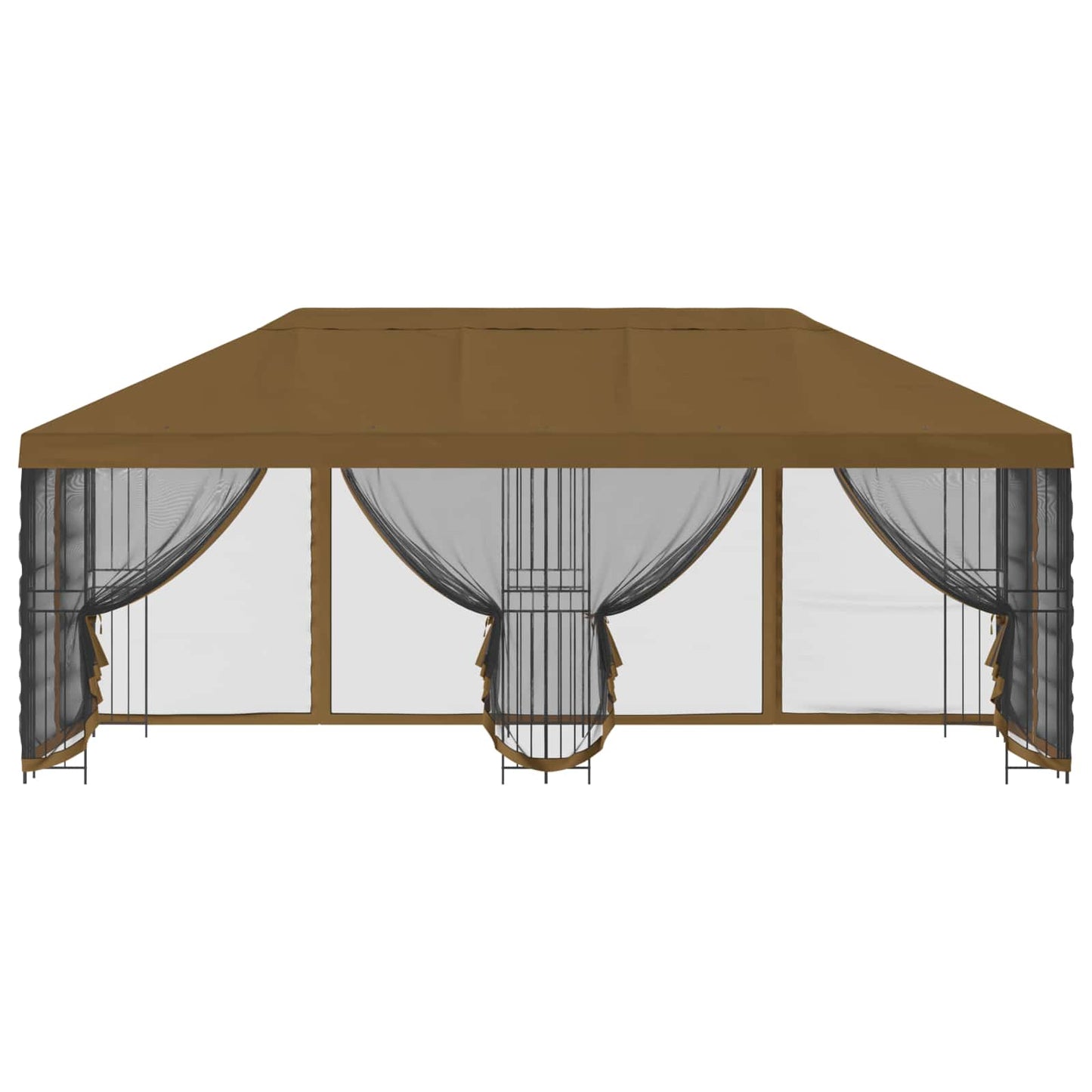 Gazebo con pareti laterali 6 x 3 m Tortora Poliestere e Acciaio | homemem39