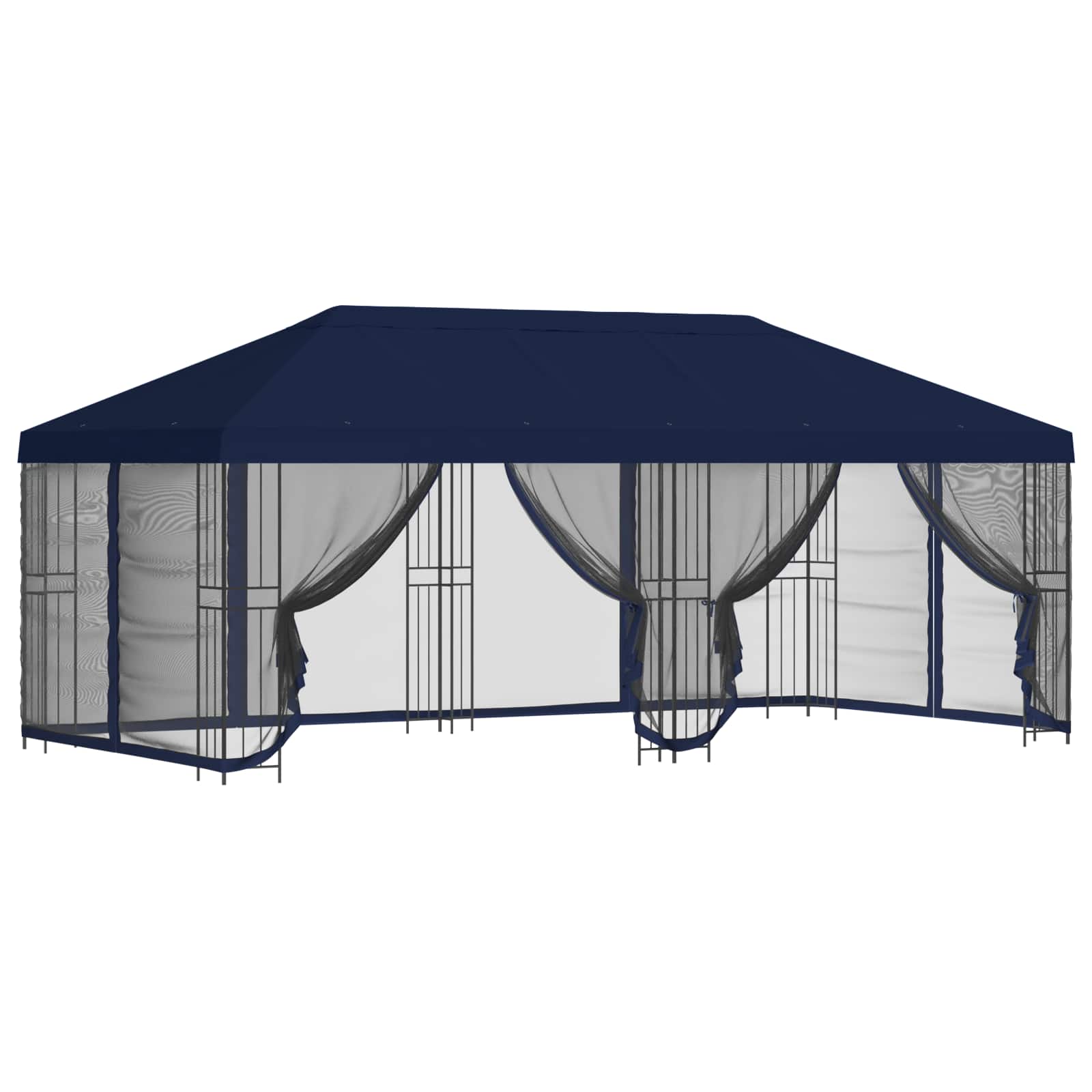 Gazebo con pareti laterali 6 x 3 m Blu Poliestere e Acciaio 190 | homemem39