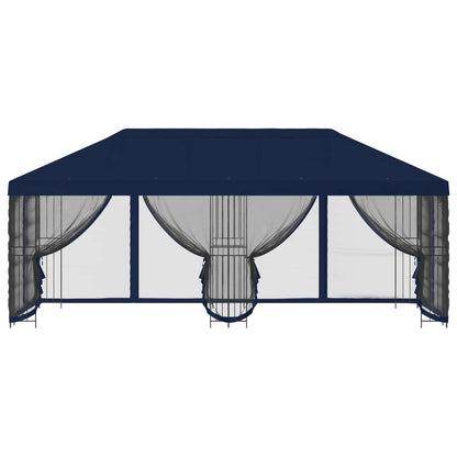 Gazebo con pareti laterali 6 x 3 m Blu Poliestere e Acciaio 190