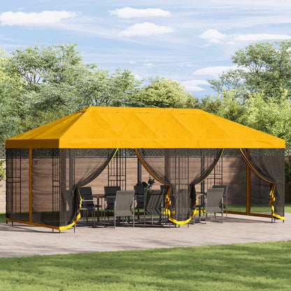 Gazebo con pareti laterali 6 x 3 m Giallo Poliestere e Acciaio