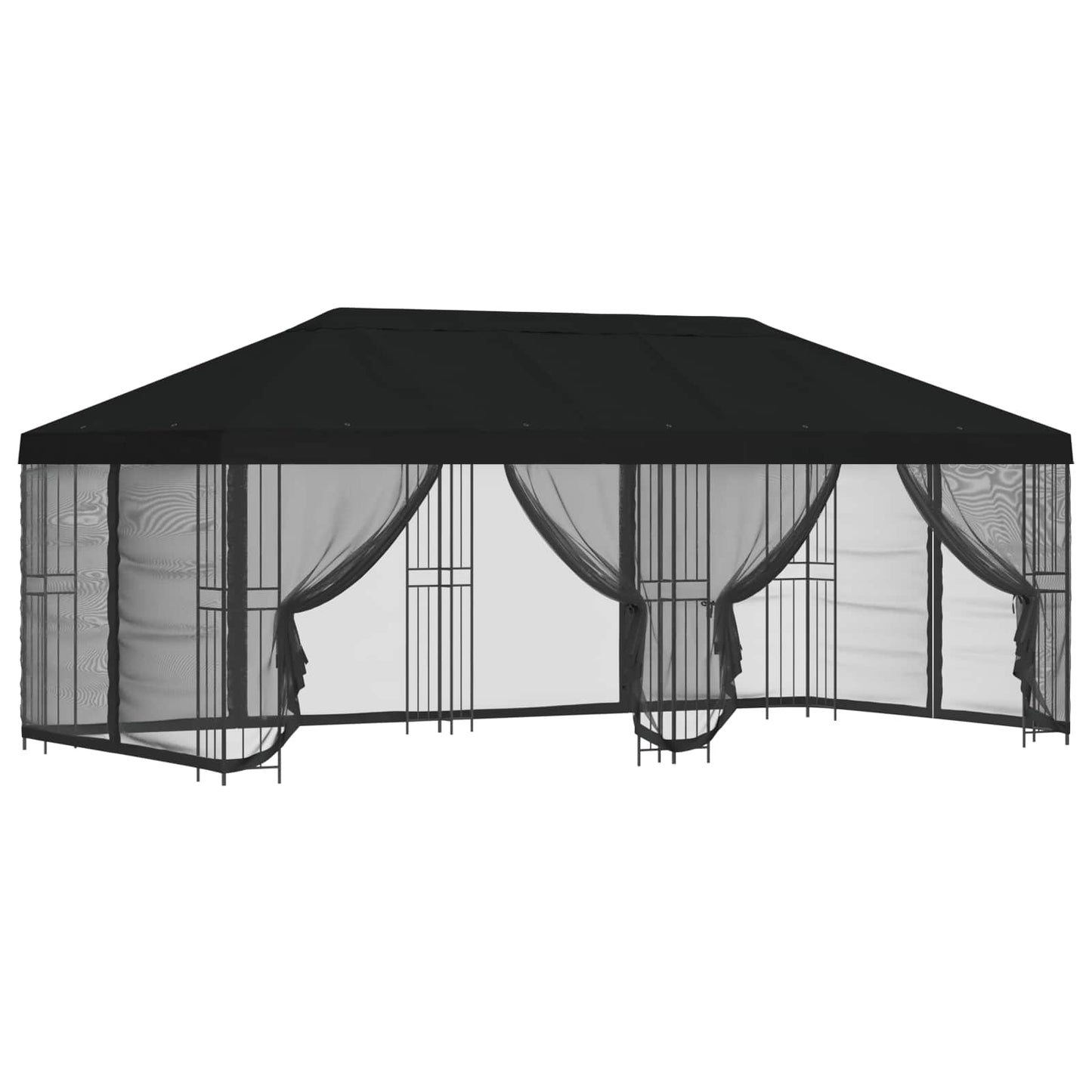 Gazebo con pareti laterali 6 x 3 m Nero Poliestere e Acciaio | homemem39