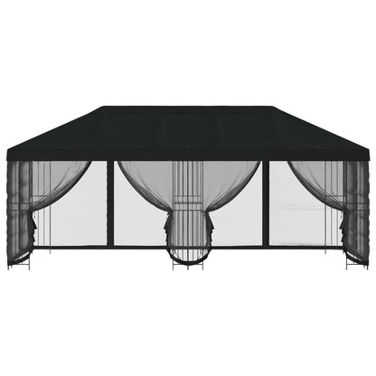 Gazebo con pareti laterali 6 x 3 m Nero Poliestere e Acciaio | homemem39
