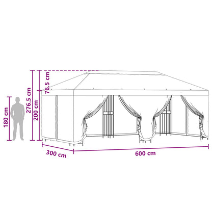 Gazebo con pareti laterali 6 x 3 m Nero Poliestere e Acciaio | homemem39