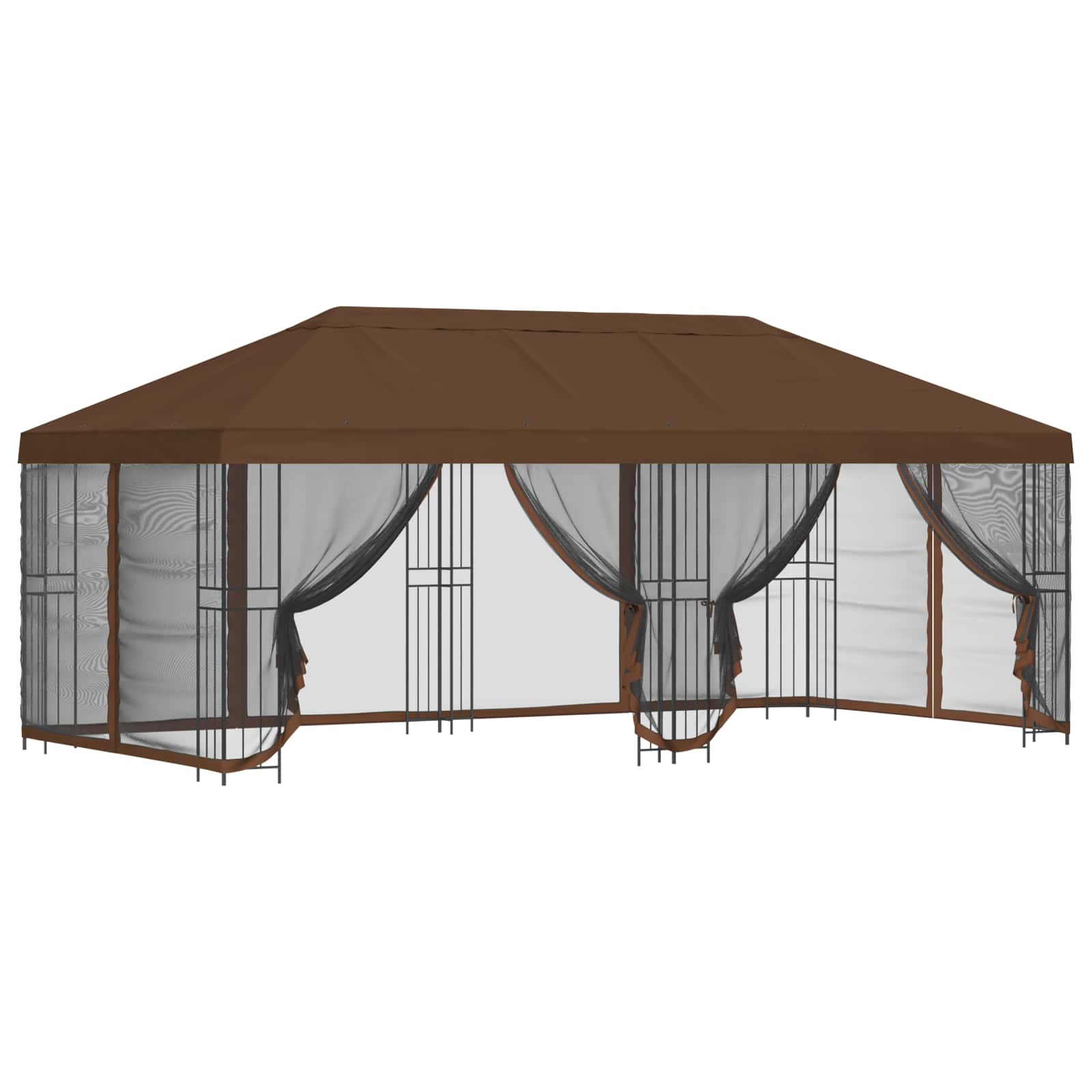 Gazebo con pareti laterali 6 x 3 m Marrone Poliestere e Acciaio | homemem39