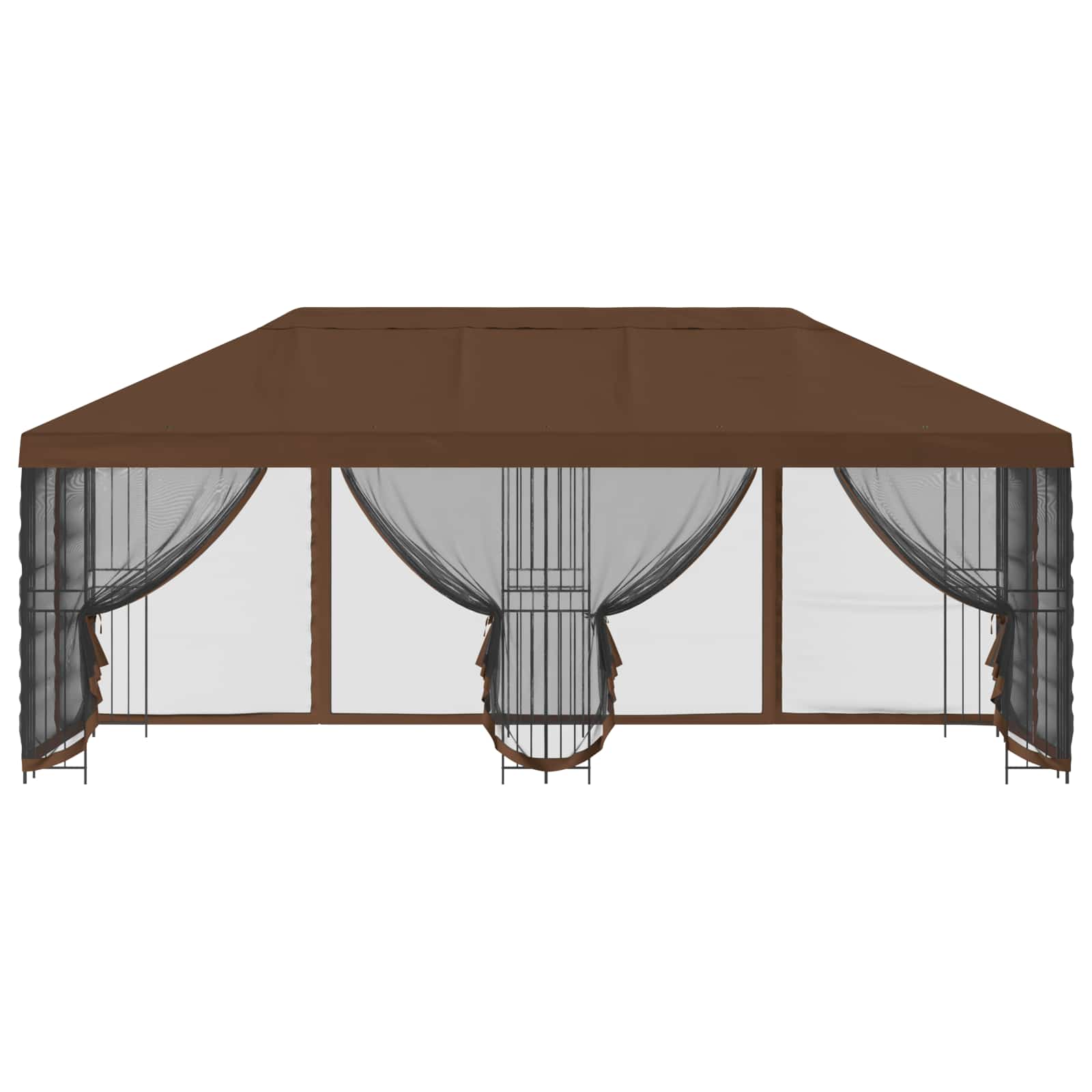 Gazebo con pareti laterali 6 x 3 m Marrone Poliestere e Acciaio | homemem39