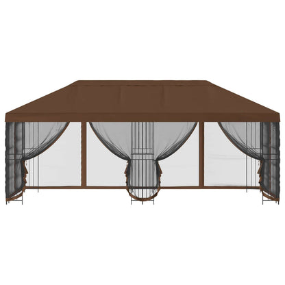 Gazebo con pareti laterali 6 x 3 m Marrone Poliestere e Acciaio | homemem39