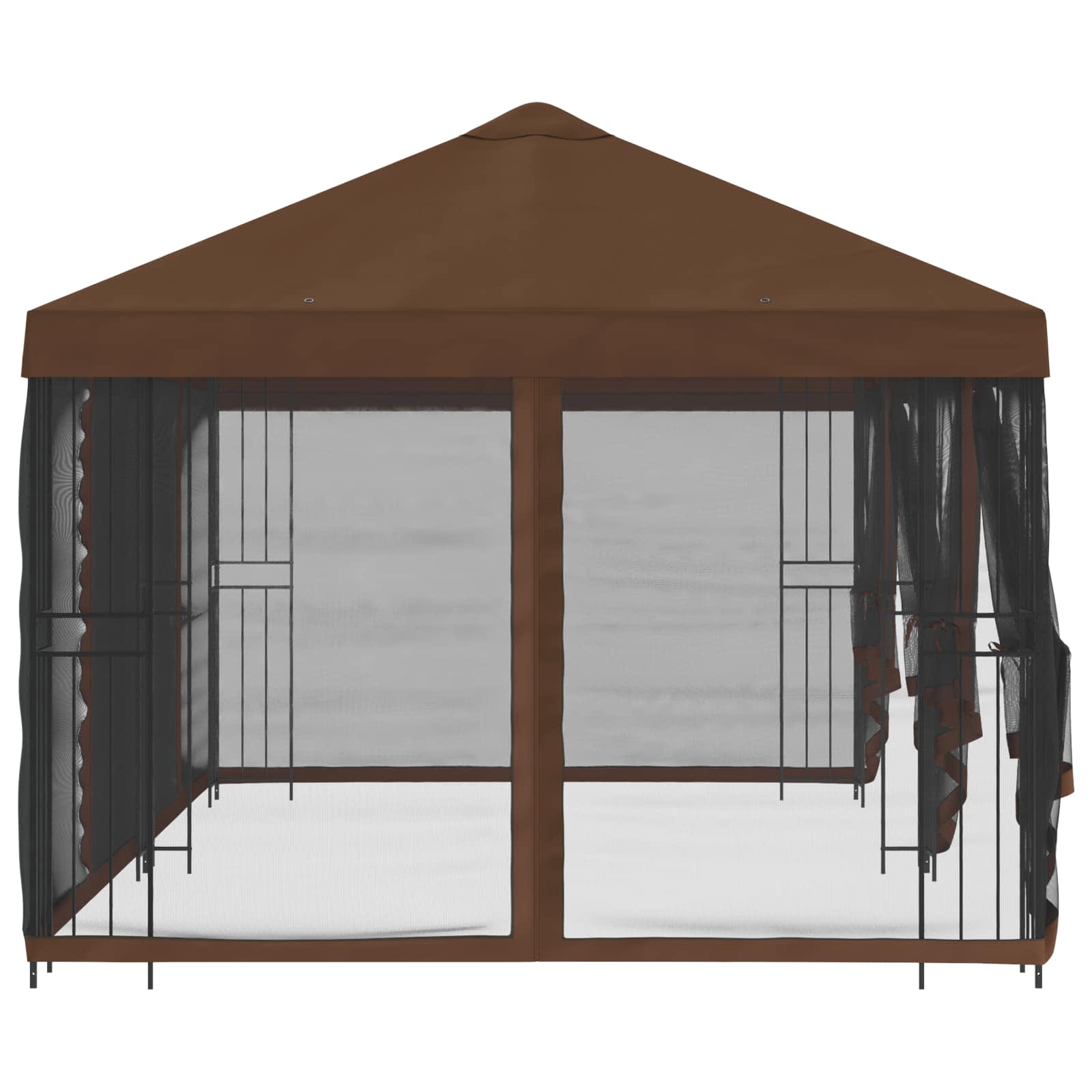 Gazebo con pareti laterali 6 x 3 m Marrone Poliestere e Acciaio | homemem39