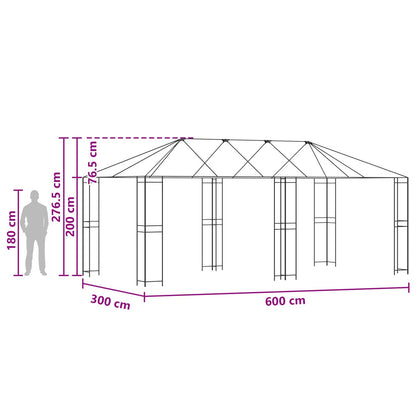 Struttura Gazebo 6 x 3 m Nero Acciaio