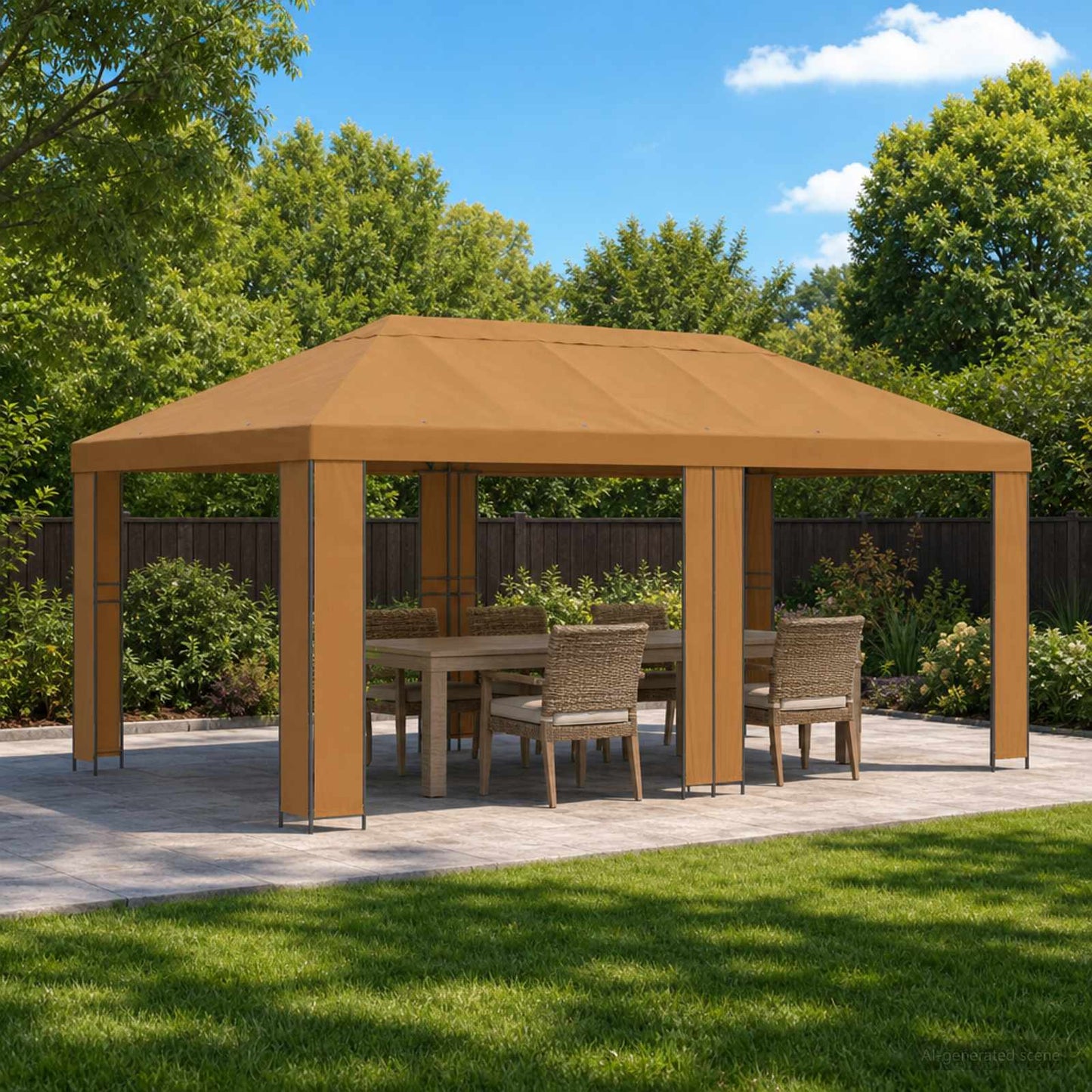 Gazebo da giardino 6 x 3 m Beige Poliestere e Acciaio 190