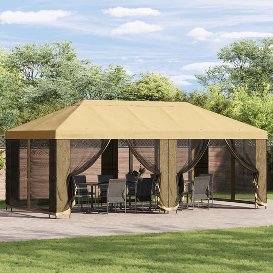 Gazebo da giardino 6 x 3 m Crema Poliestere e Acciaio 190