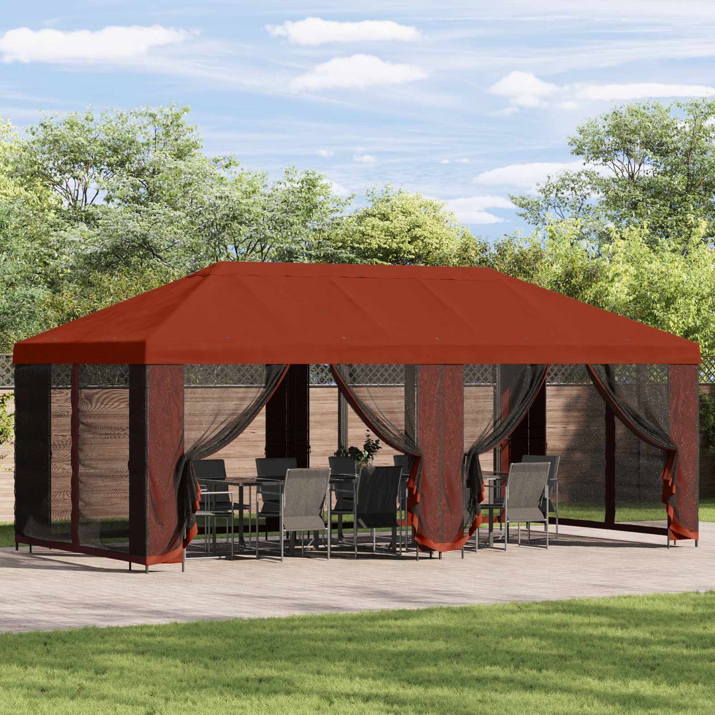 Gazebo da giardino 6 x 3 m Terracotta Poliestere e Acciaio 190
