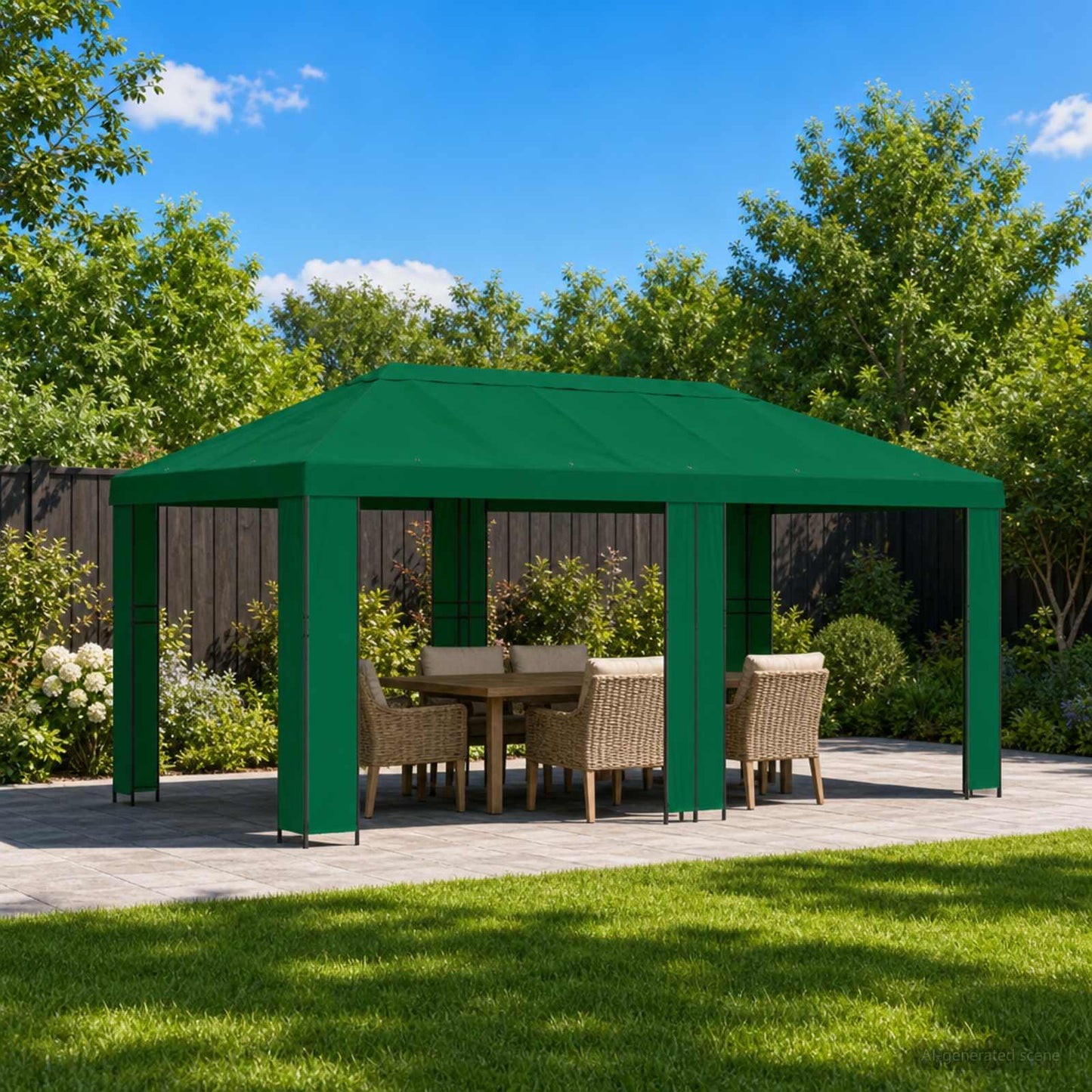 Gazebo da giardino 6 x 3 m Verde Poliestere e Acciaio 190