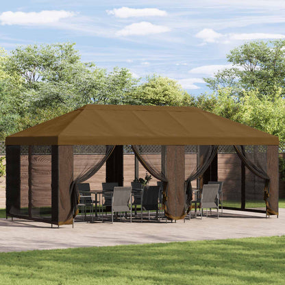 Gazebo da giardino 6 x 3 m Tortora Poliestere e Acciaio 190