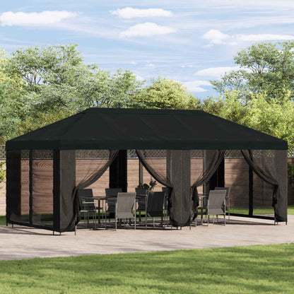 Gazebo da giardino 6 x 3 m Nero Poliestere e Acciaio 190