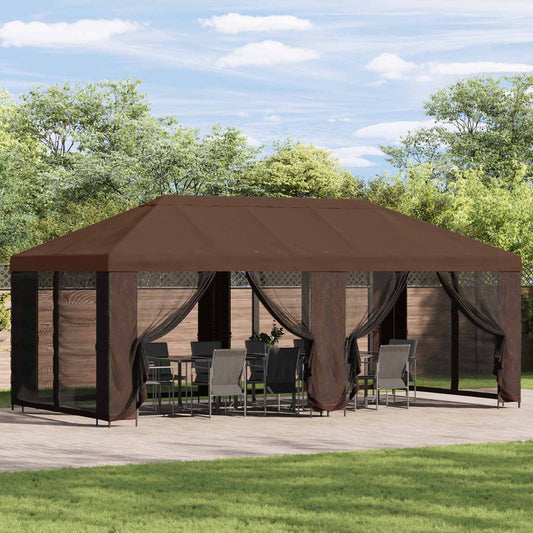 Gazebo da giardino 6 x 3 m Marrone Poliestere e Acciaio 190