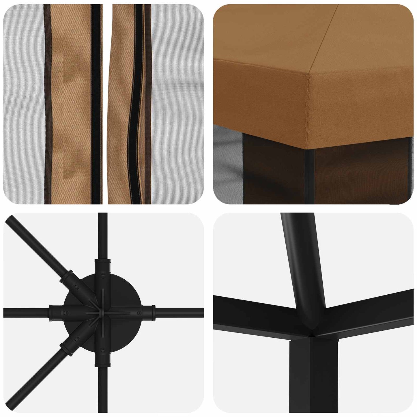 Gazebo con pareti laterali 6 x 3 m Beige Poliestere e Acciaio